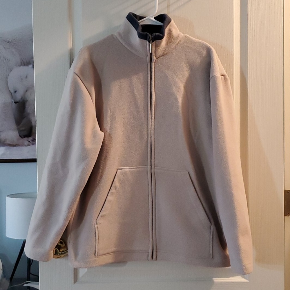 Utility Fleece Cream and Gray Mens Jacket